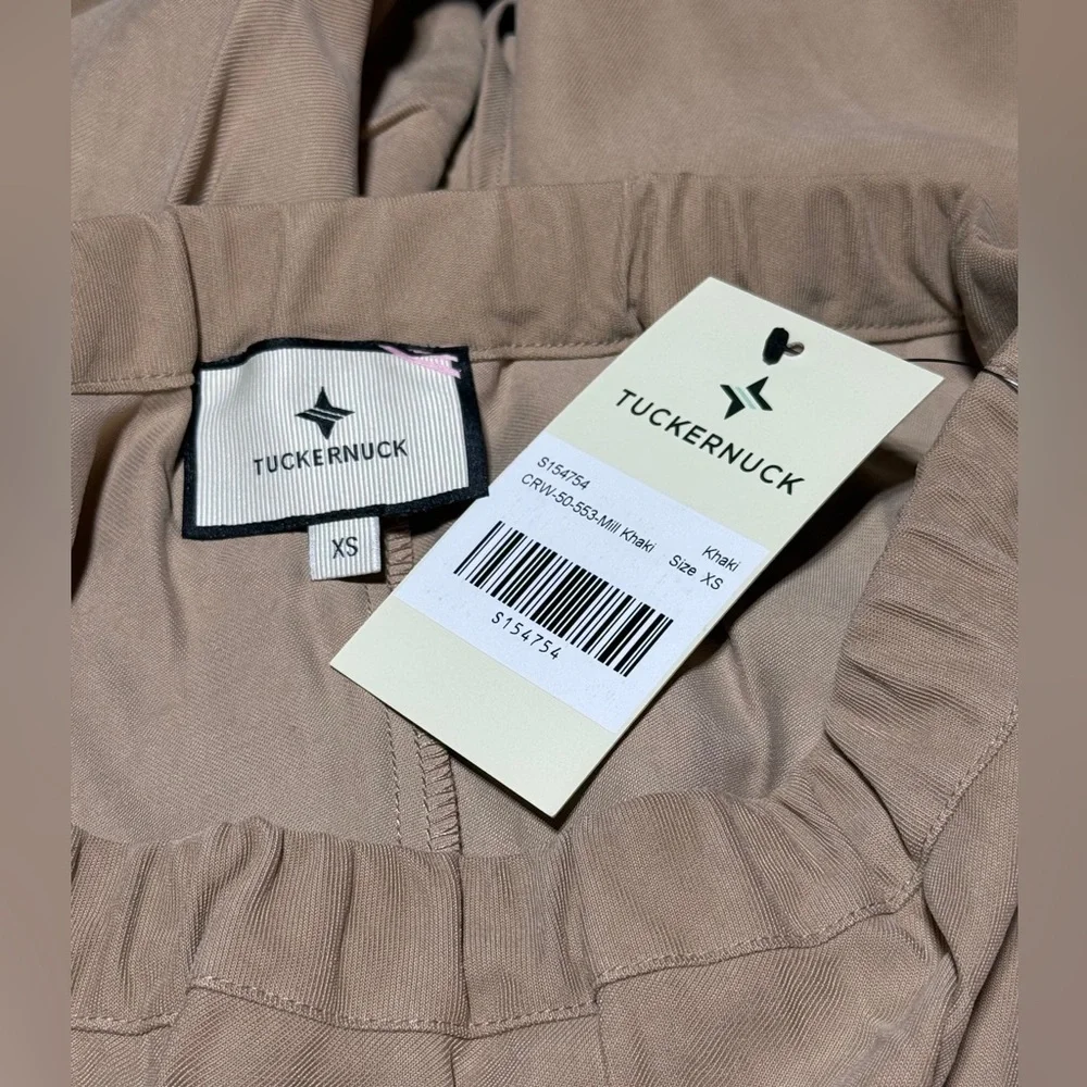 Tuckernuck Khaki Keaton Skirt XS NWT Rayon Blend Midi Neutral Slit Chic - Picture 8 of 9